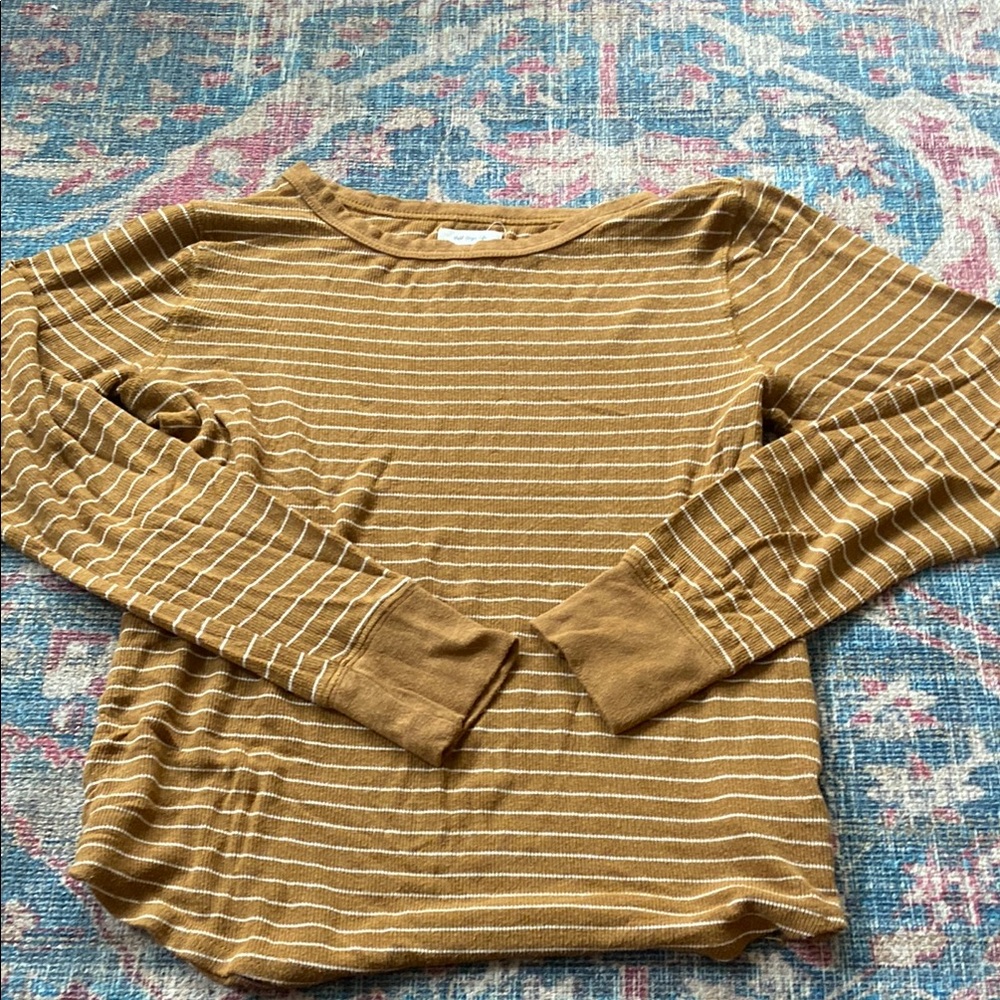 Thread & Supply Mustard Striped Long Sleeve Tee
